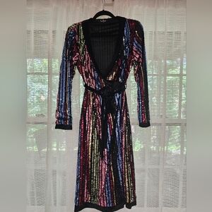 Lulu's Multi Color Season Long Sleeve Wrap Dress